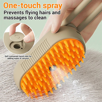 Brosse à Vapeur 3-en-1 pour Chiens et Chats – Toilettage et Massage